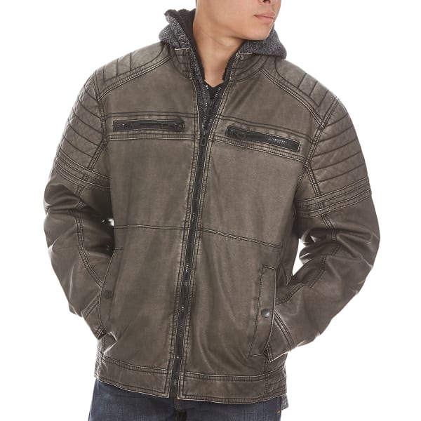 DISTORION Guys' Moto Pleather Zippered Jacket