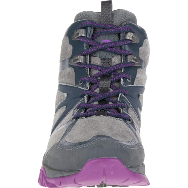 MERRELL Women's Capra Bolt Leather Waterproof Mid, Grey/Purple