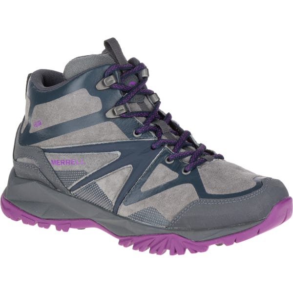 MERRELL Women's Capra Bolt Leather Waterproof Mid, Grey/Purple