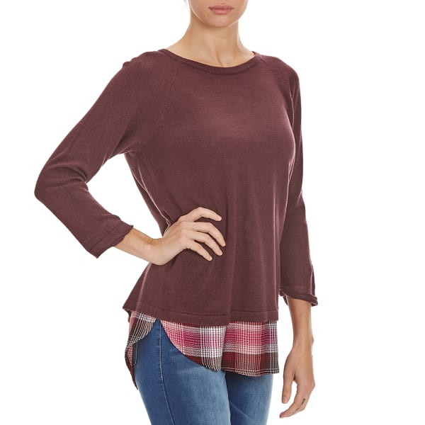 COUPE COLLECTION Women's Plaid Hem Sweater