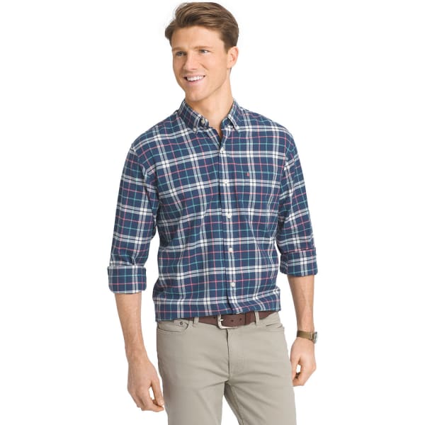 IZOD Men's Oxford Plaid Long-Sleeve Woven Shirt