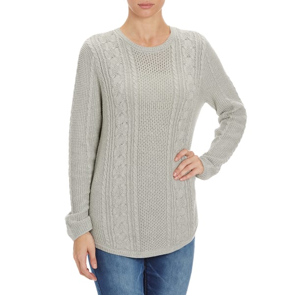 JEANNE PIERRE Women's Round Hem Cable Knit Sweater