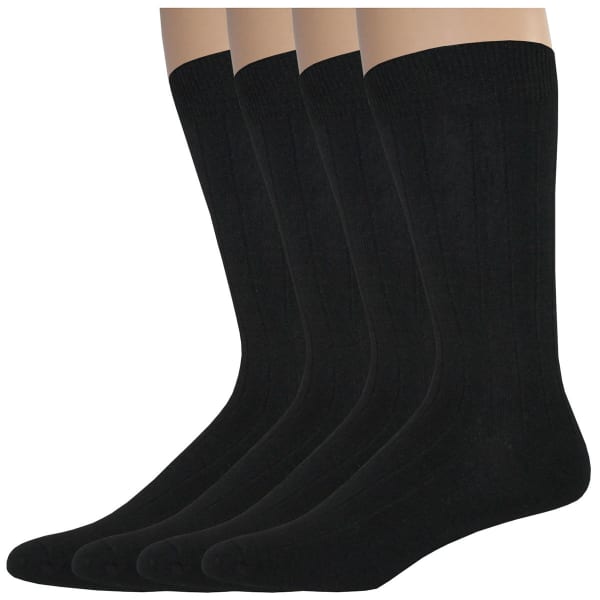 DOCKERS Men's Wide Rib Crew Socks, 4 Pack