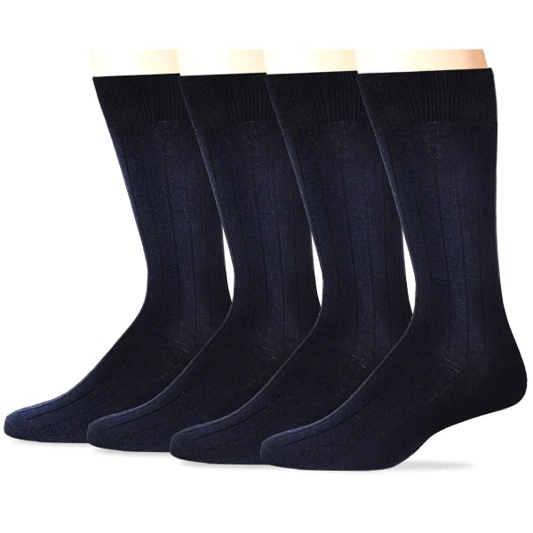 DOCKERS Men's Wide Rib Crew Socks, 4 Pack