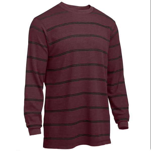 RUGGED TRAILS Men's Thermal Striped Crew Shirt