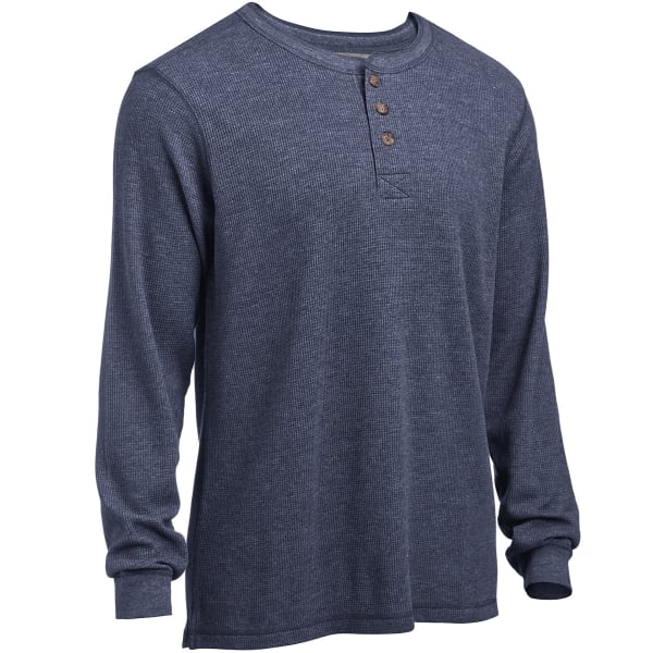 RUGGED TRAILS Men's Thermal Solid Heather Henley Shirt