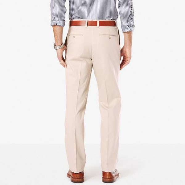 DOCKERS Men's Signature Stretch Pleated Classic Fit Khaki Pants - Discontinued Style