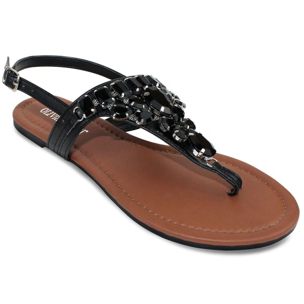 OLIVIA MILLER Juniors' Beaded Flat Sandals