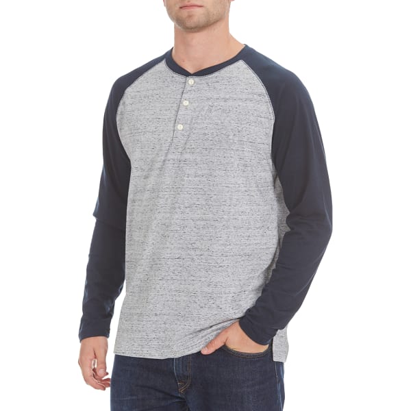 NORTH HUDSON Men's Raglan Space-Dye Henley Shirt