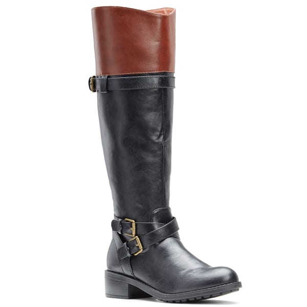 RAMPAGE Women's Britney 2 Tone Riding Boots, Wide