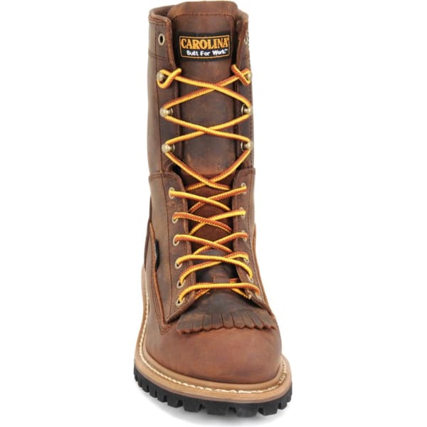 CAROLINA Men's CA9824 Extra Wide 8" Lace Logger Waterproof Work Boots, Copper Crazy Horse