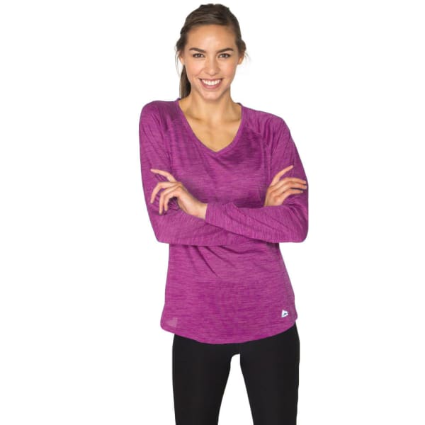 RBX Women's Long Sleeve Double Space Dye V-neck Tee