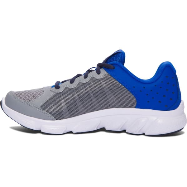 UNDER ARMOUR Boys' Grade School Micro G Assert 6 Running Shoes, Steel/Ultra Blue/Midnight Navy