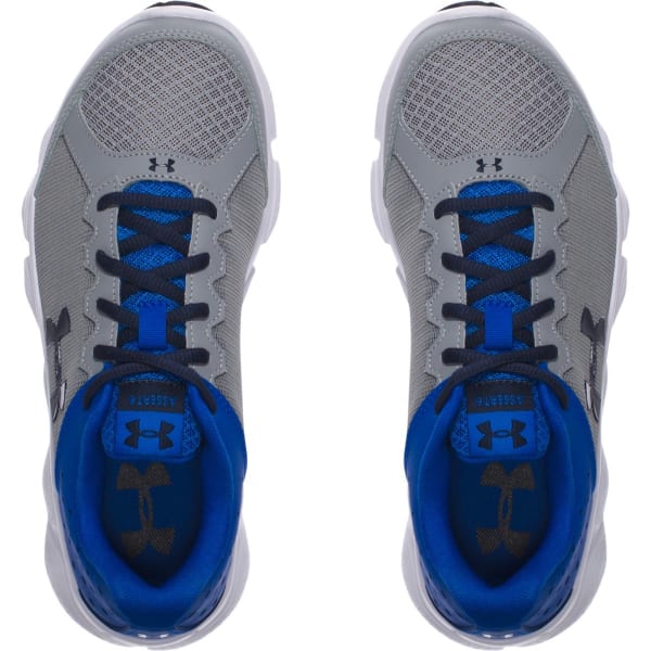 UNDER ARMOUR Boys' Grade School Micro G Assert 6 Running Shoes, Steel/Ultra Blue/Midnight Navy