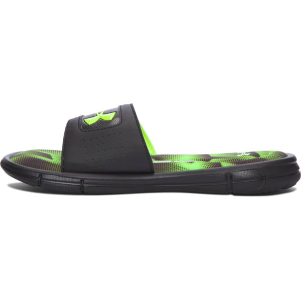 UNDER ARMOUR Boys' Ignite Banshee III Slides, Black/High-Vis Yellow