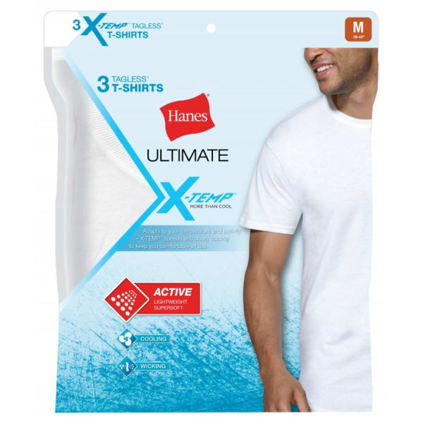 HANES Men's Ultimate X-Temp Active Cool Crewneck Undershirts, 3 Pack