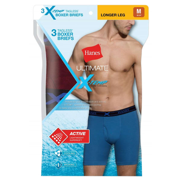 HANES Men's X-Temp Active Cool Boxer Briefs, 3-Pack