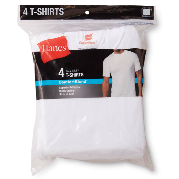 HANES Men's 4-Pack Comfort Blend Crewneck Undershirts, 4 Pack