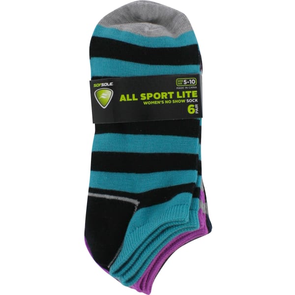 SOF SOLE Women's All-Sport Lite Rugby Stripe Socks, 6 Pack