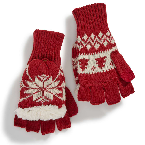 MUK LUKS Women's Two-Color Nordic Flip-Top Gloves