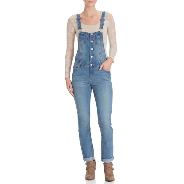 WAX JEAN Juniors' Washed Overalls with Rolled Cuffs