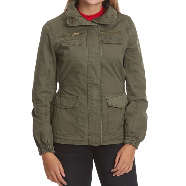 AMBIANCE Juniors' Military Jacket with Zippered Pockets