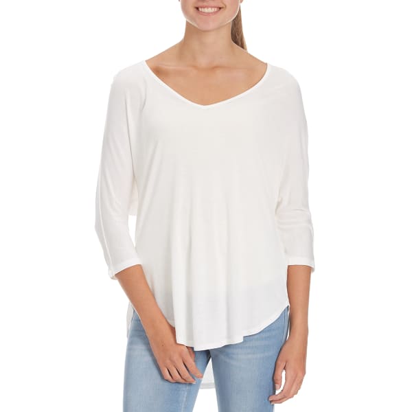 AMBIANCE Juniors' High-Low Dolman Sleeve V-Neck Top