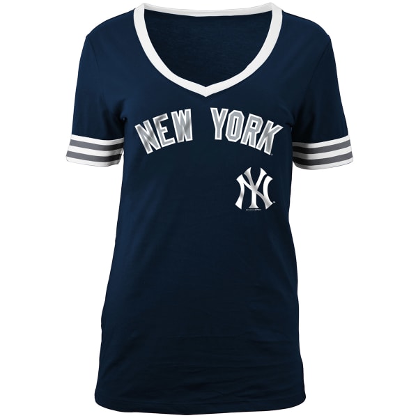 NEW YORK YANKEES Women's Chenille V-Neck Short-Sleeve Tee