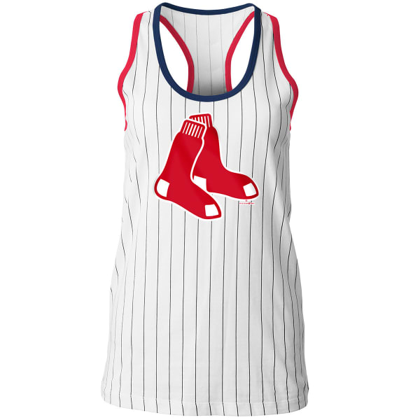 Women's New Era White/Red Boston Red Sox Pinstripe Scoop Neck Tank Top