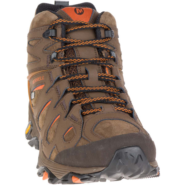 MERRELL Men's Moab FST Leather Mid Hiking Boots, Waterproof, Dark Earth