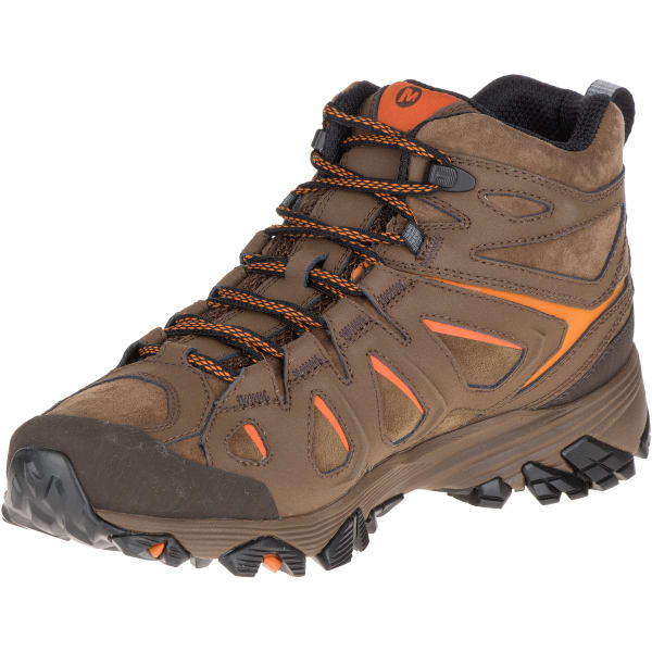 MERRELL Men's Moab FST Leather Mid Hiking Boots, Waterproof, Dark Earth