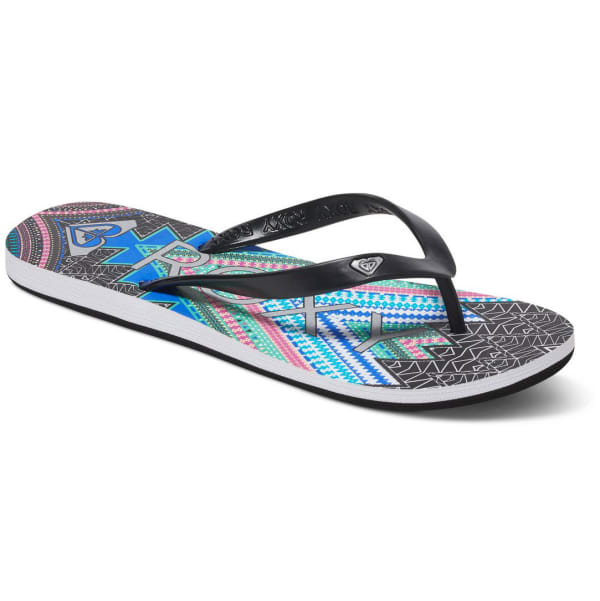 ROXY Women's Tahiti Flip-Flops, Black Tribal Print