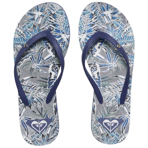 ROXY Women's Bermuda Flip-Flops, Navy/Blue/White Print