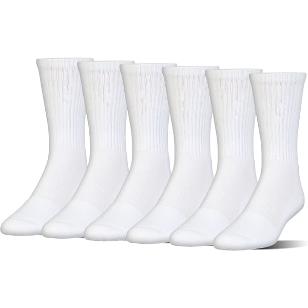 UNDER ARMOUR Boys' Charged Cotton Crew Socks, 6 Pack