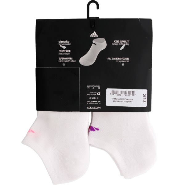 ADIDAS Women's No Show Socks, 6 Pack