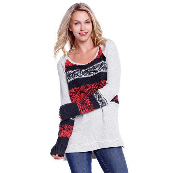 TAYLOR & SAGE Juniors' French Terry Pullover with Sweater Inset