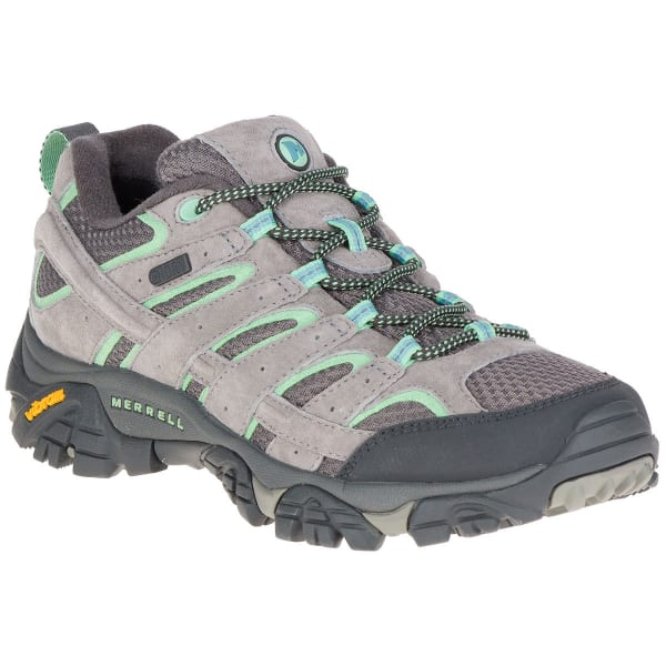 MERRELL Women's Moab 2 Low Waterproof Hiking Shoes, Drizzle/Mint