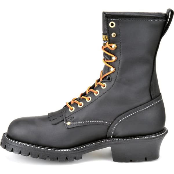 CAROLINA Men's Extra Wide 4E 9" Domestic Steel Toe Logger Boots, Black Oiltan