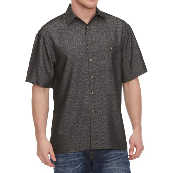 CAMPIA MODA Men's Solid Crepe Woven Short-Sleeve Shirt