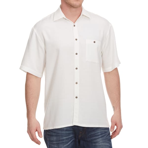 CAMPIA MODA Men's Solid Crepe Woven Short-Sleeve Shirt