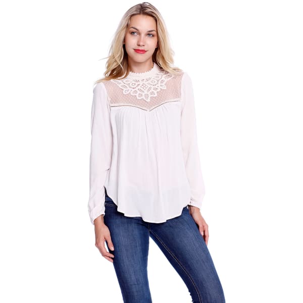 Download TAYLOR & SAGE Juniors' Mock Neck Lace Top with Circle Hem ...