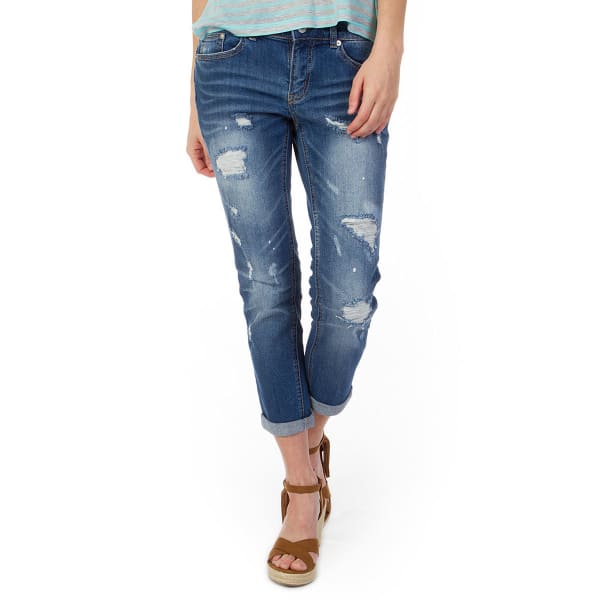 UNIONBAY Juniors' Margot Destructed Vintage Peg Jeans