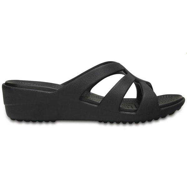 CROCS Women's Sanrah Strappy Wedge Sandals, Black