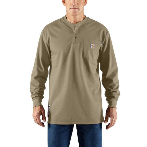 CARHARTT Men's Flame-Resistant Long-Sleeve Henley, Extended Sizes