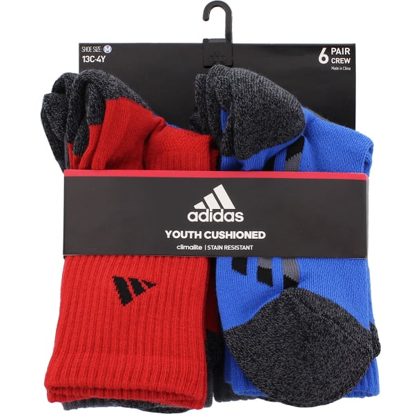 ADIDAS Boys' Crew Socks, 6 Pack - Bob’s Stores