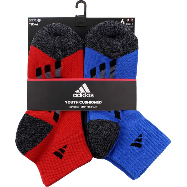 ADIDAS Boys' Quarter Length Socks, 6-Pack