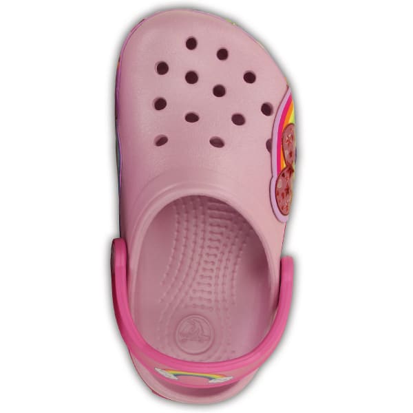 CROCS Girls' CrocsLights Rainbow Heart Clogs, Ballerina Pink