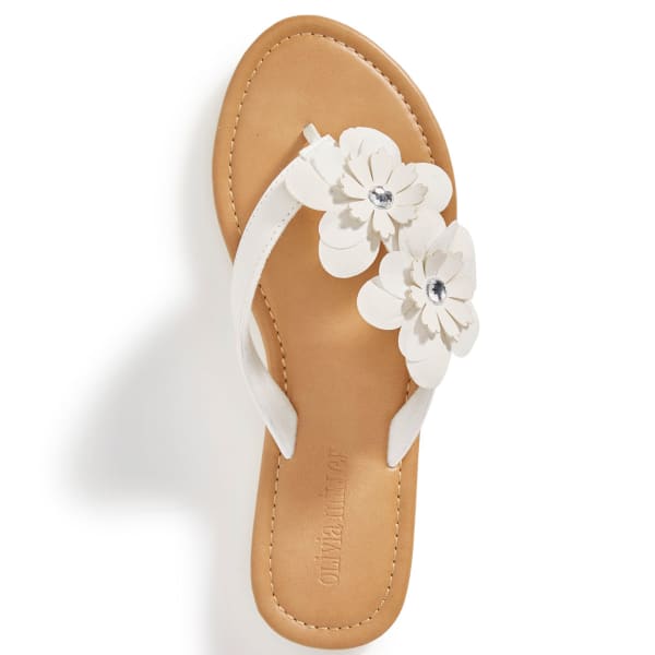 OLIVIA MILLER Women's Asymmetrical Floral Thong Sandals