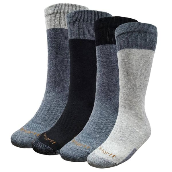 CARHARTT Men's All-Season Crew Work Socks, 4 Pack