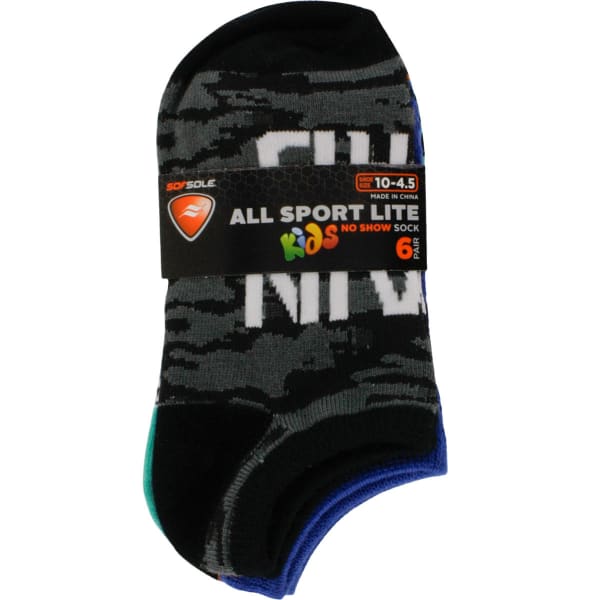 SOF SOLE Girls' All Sport Lite No Show Sock, 6-Pack